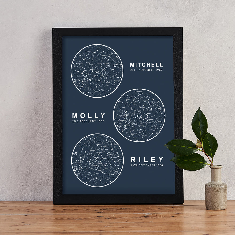 Personalised Occasion Multiple Map Of The Stars Print