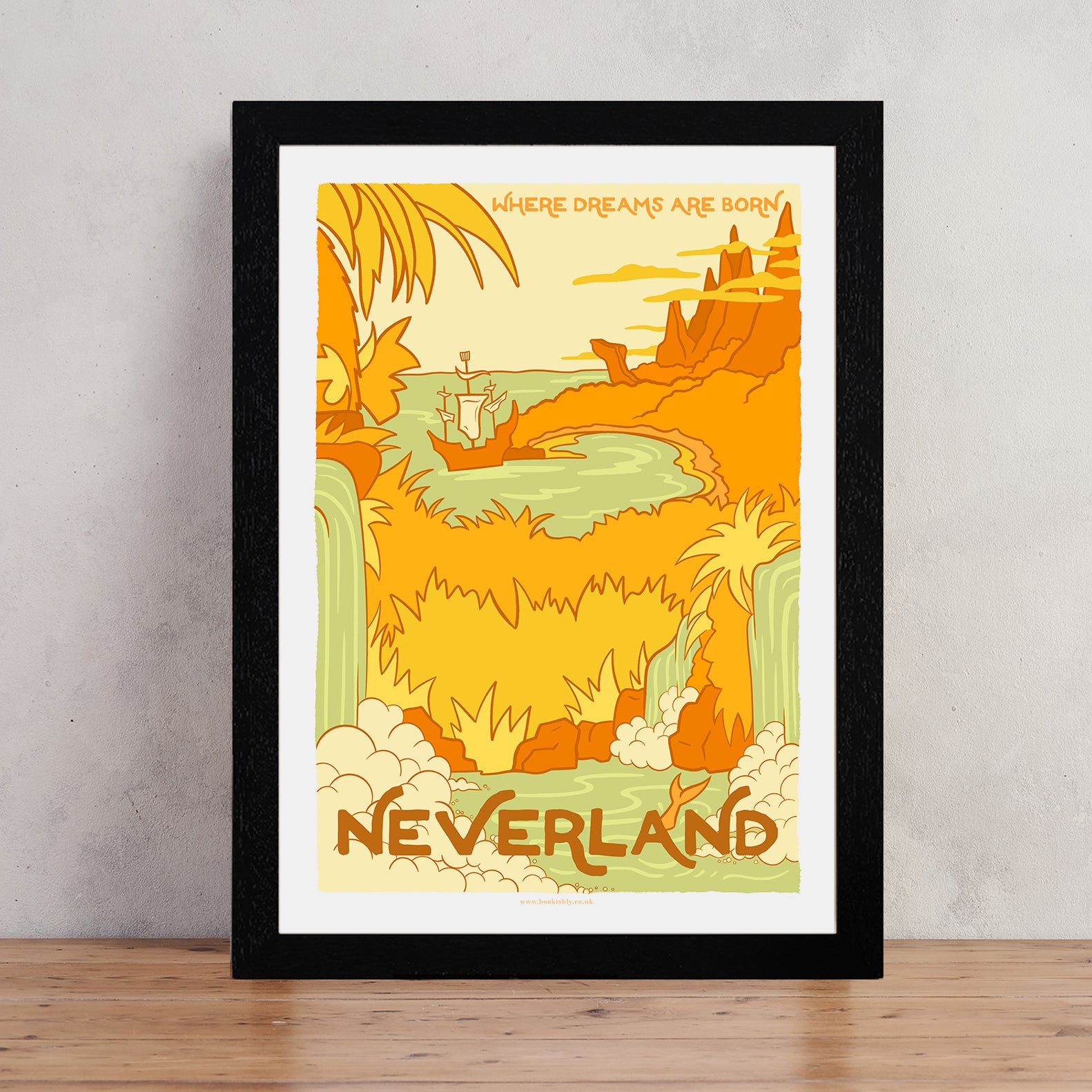 Neverland Art Print – Peter Pan Inspired Vintage Travel Poster