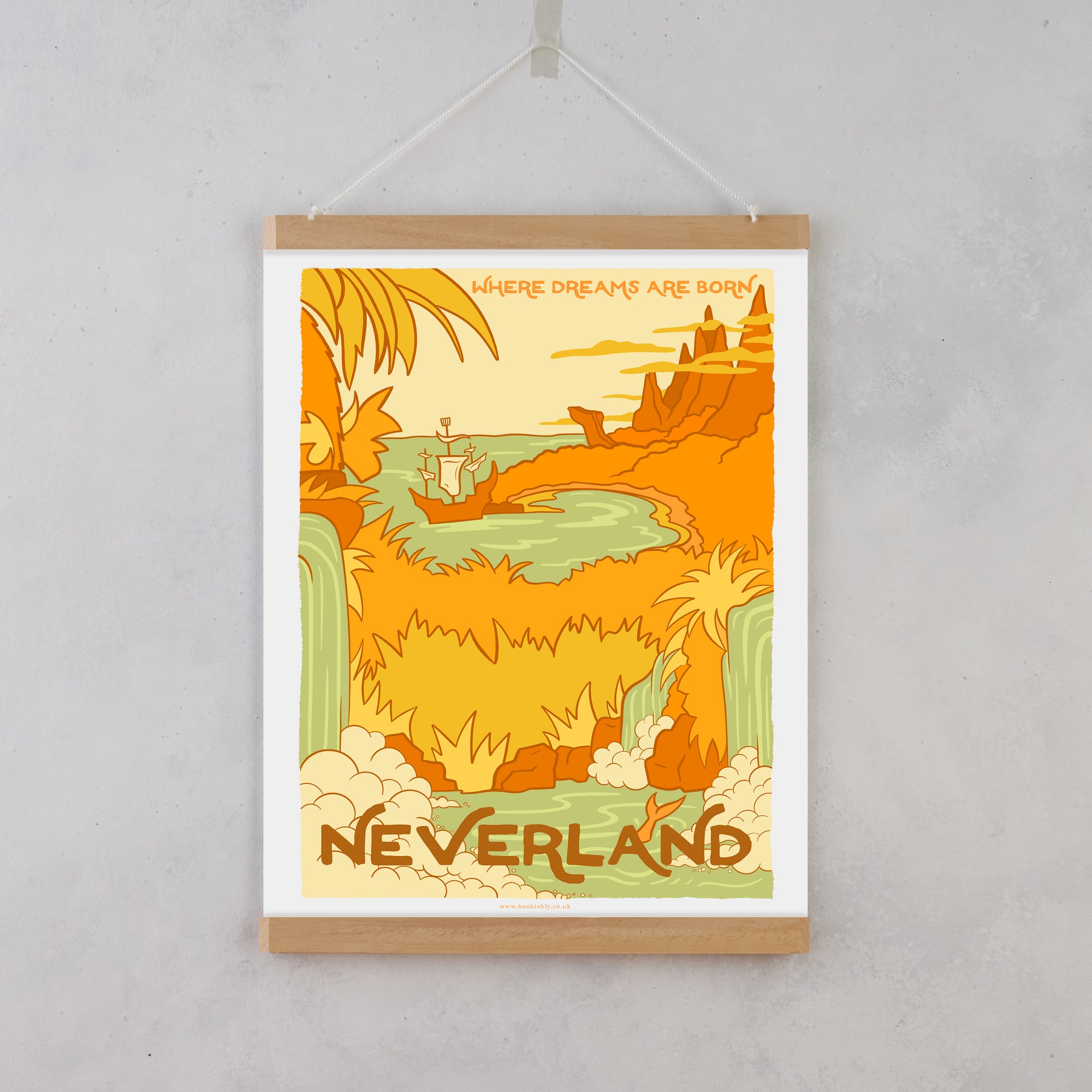 Neverland Art Print – Peter Pan Inspired Vintage Travel Poster