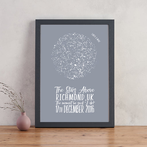 personalised original star chart map of the stars print bookishly