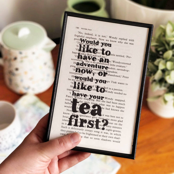 Peter Pan Book Page Print. Adventure lovers. Tea drinker gift. Gifts for tea drinkers. Gift. Home decor for readers. Perfect for book lovers, bookworms, bibliophiles and readers.