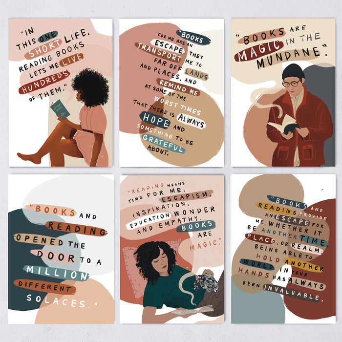 What reading means Postcard Set. Cards and Postcards for book lovers, bookworms, bibliophiles, readers. Booktok lovers. The power of reading. The benefits of reading. Booktok and Bookstagram lovers. The joy of reading.