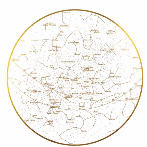 Personalised Map of the Stars Print - White and Gold Foil