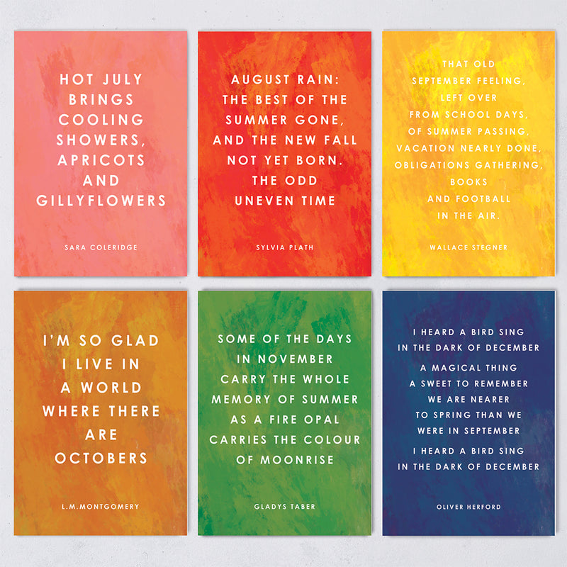 Year of Quotes Postcard Set - Quote for Each Month of the Year - 12 Pack